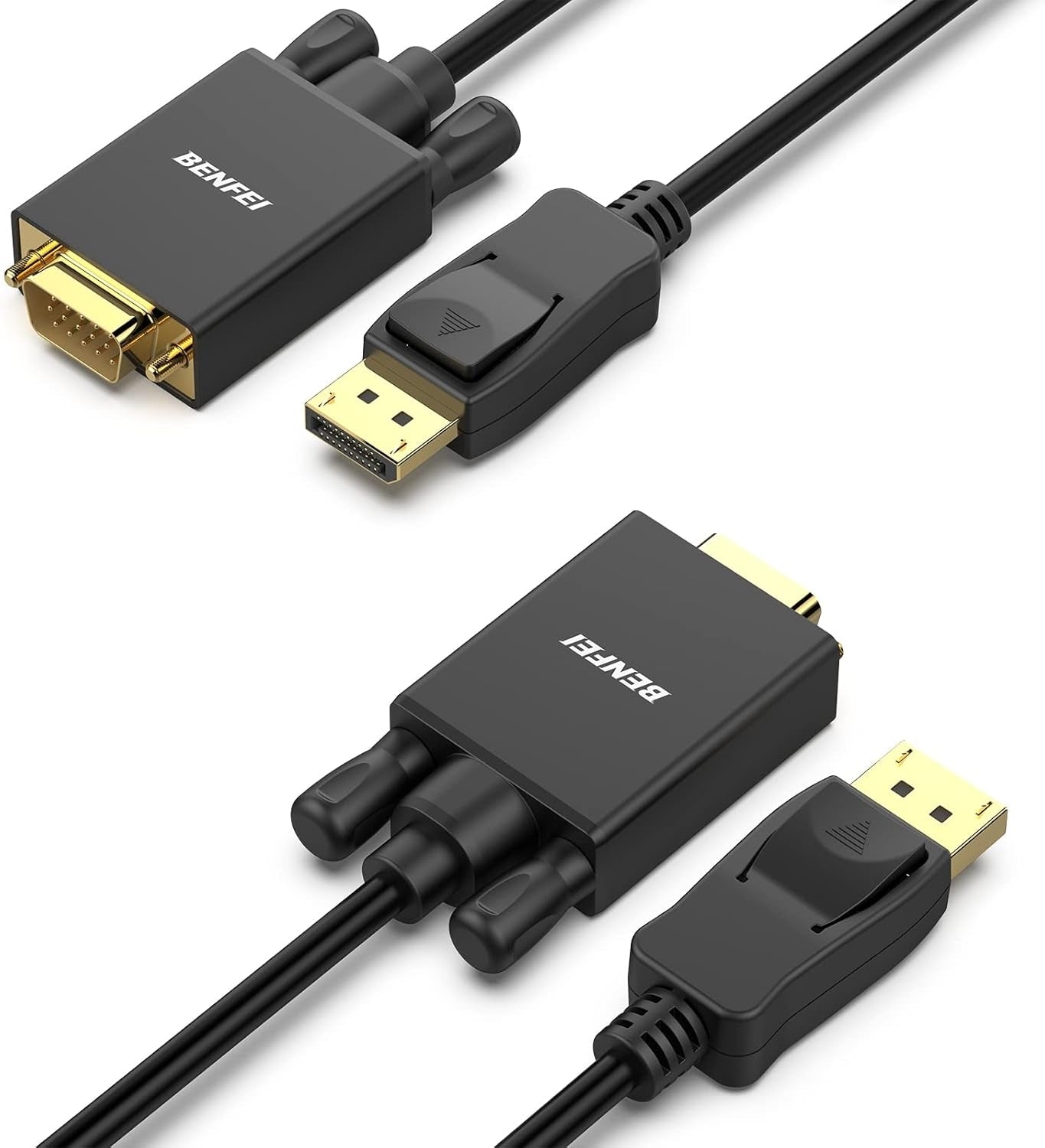 Computer Cables & Adapters: BENFEI 000123BK-10F Uni-Directional DP DisplayPort to VGA Cable Male-Male Gold-Plated Cord 3M