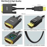 Computer Cables & Adapters: BENFEI 000125BK-10F DisplayPort to DVI Cable Male-Male Gold-Plated Cord Cable 3Mlated