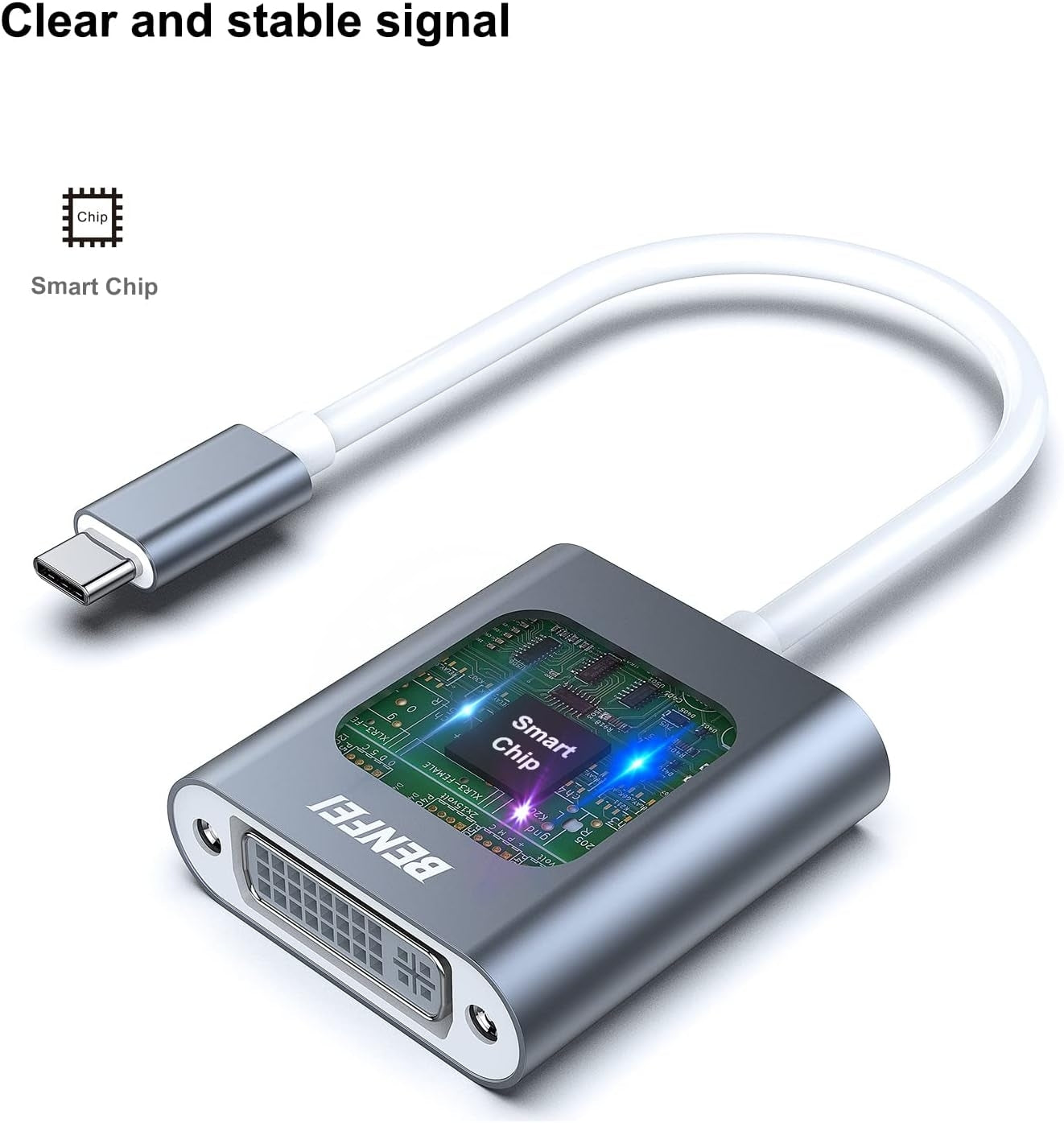 Computer Cables & Adapters: BENFEI 000164GY USB C to DVI Adapter [Thunderbolt 3/4 Compatible]