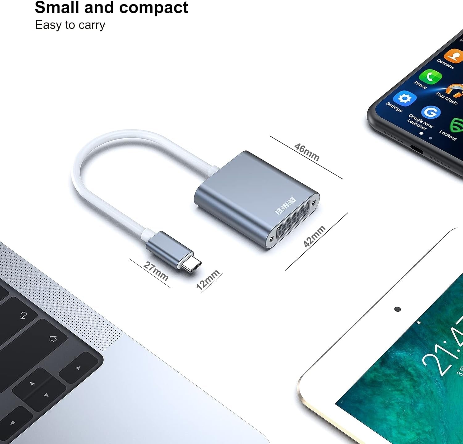 Computer Cables & Adapters: BENFEI 000164GY USB C to DVI Adapter [Thunderbolt 3/4 Compatible]