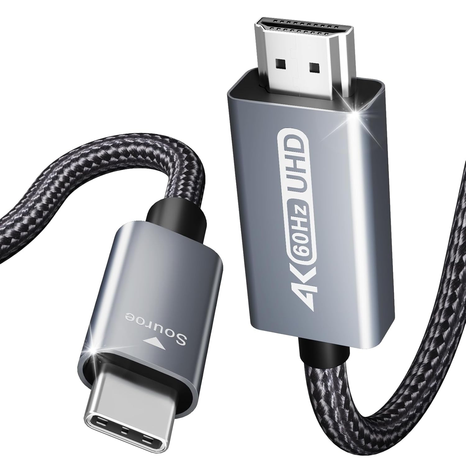 Computer Cables & Adapters: BENFEI 206GY-3F USB-C to HDMI 0.9M Cable 4K@60Hz, Aluminum Shell, Nylon Braided