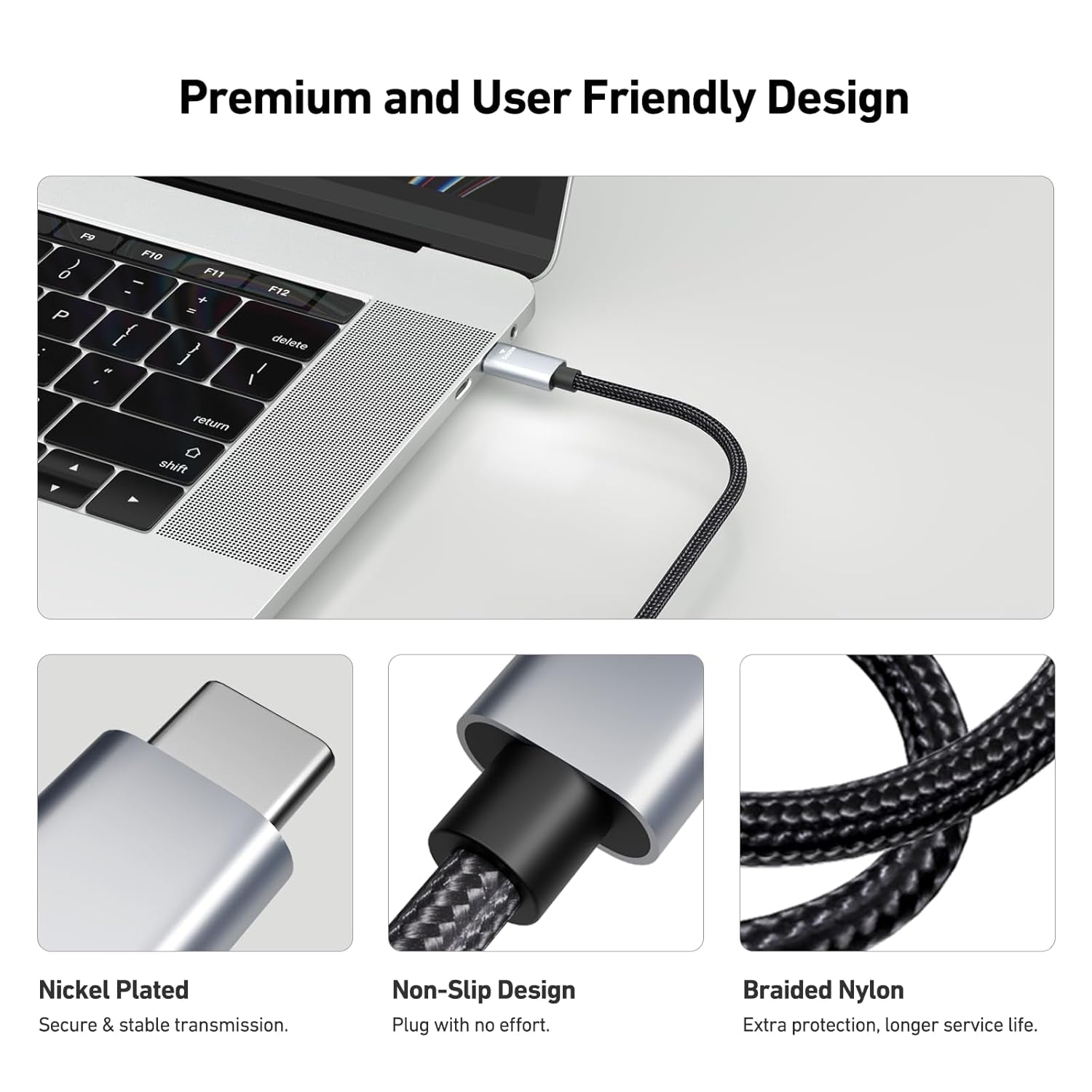 Computer Cables & Adapters: BENFEI 206GY-3F USB-C to HDMI 0.9M Cable 4K@60Hz, Aluminum Shell, Nylon Braided