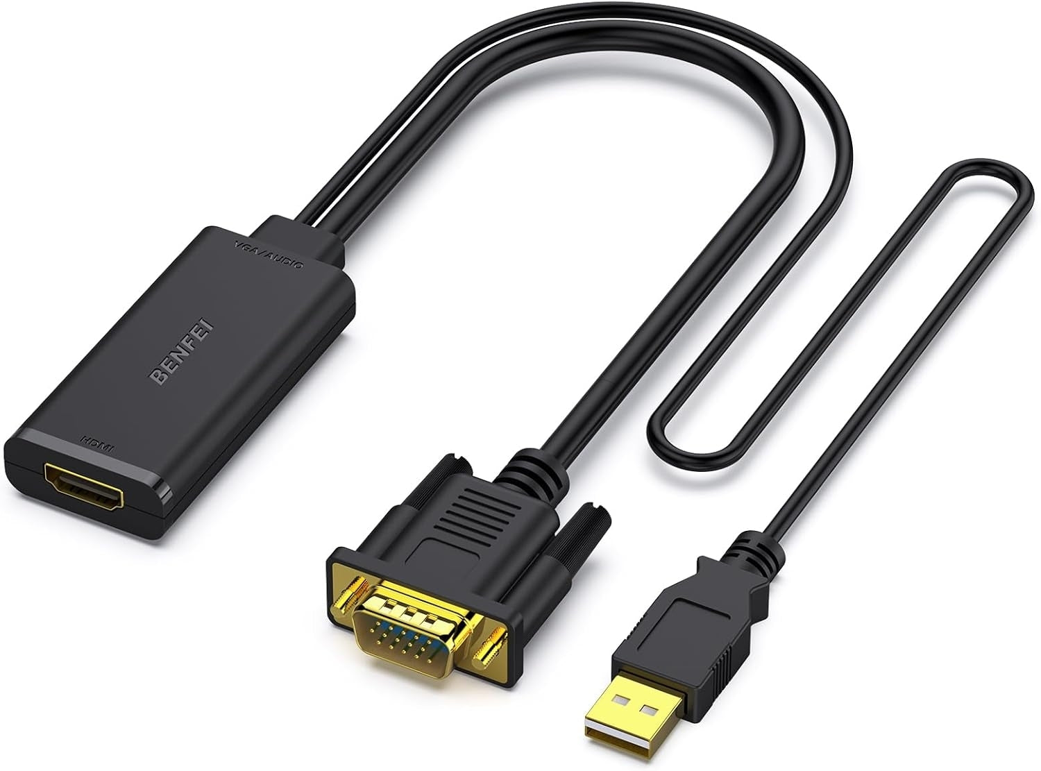 Computer Cables & Adapters: BENFEI 210BK VGA to HDMI Adapter with Audio Support and 1080P Resolution