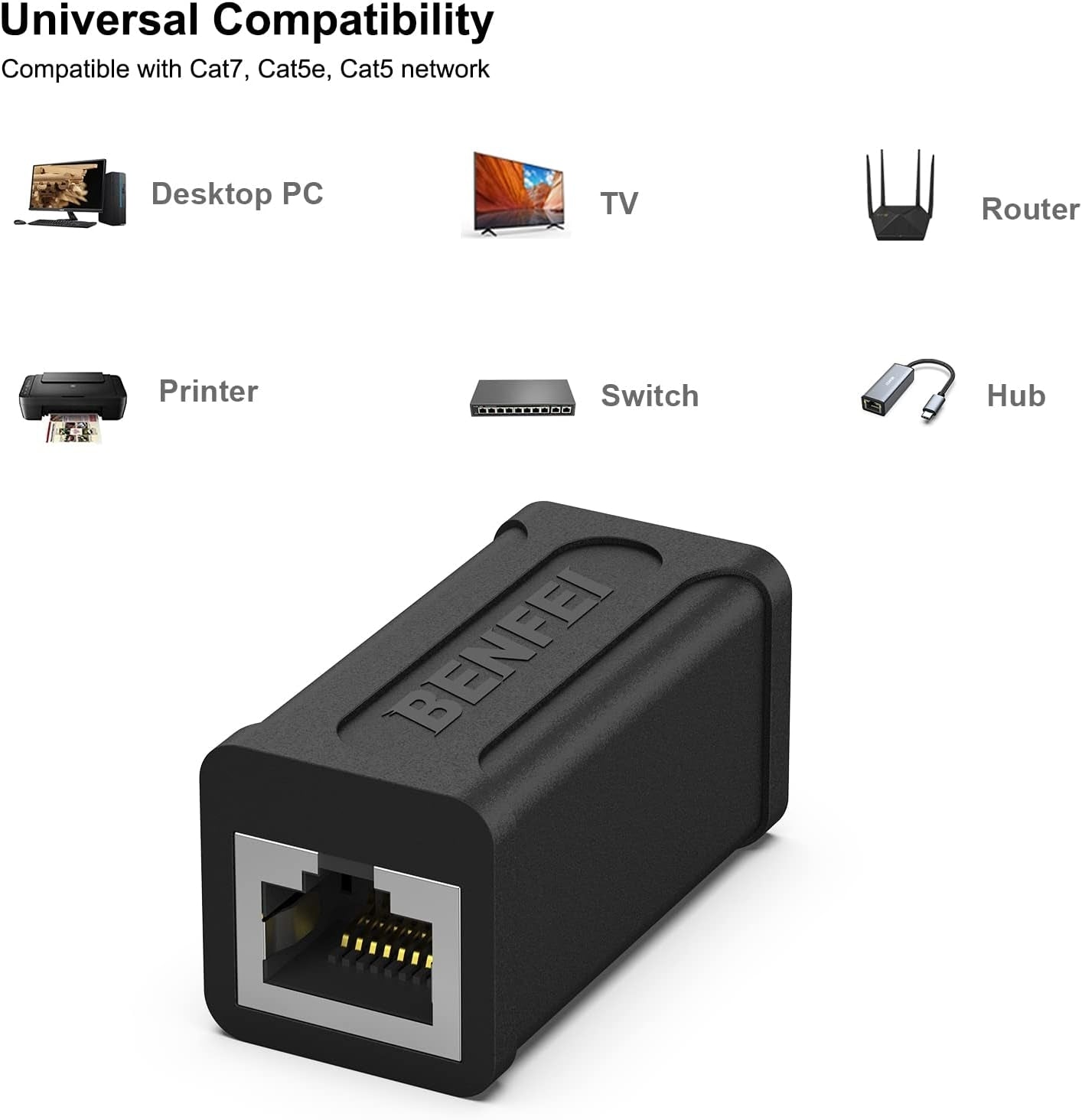 Computer Cables & Adapters: BENFEI RJ45 Inline Coupler, Cat7 Cat6 Cat5e Ethernet Coupler Female to Female