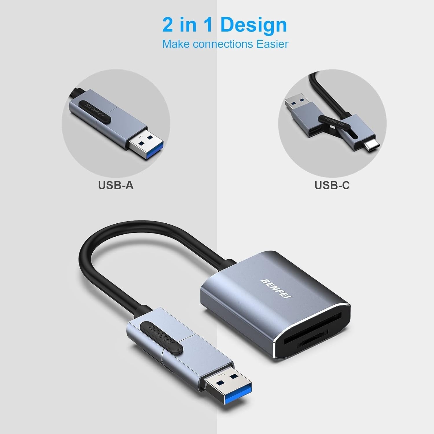 Desktops & Accessories: BENFEI USB Type-C/Type-A to SD TF Card Reader