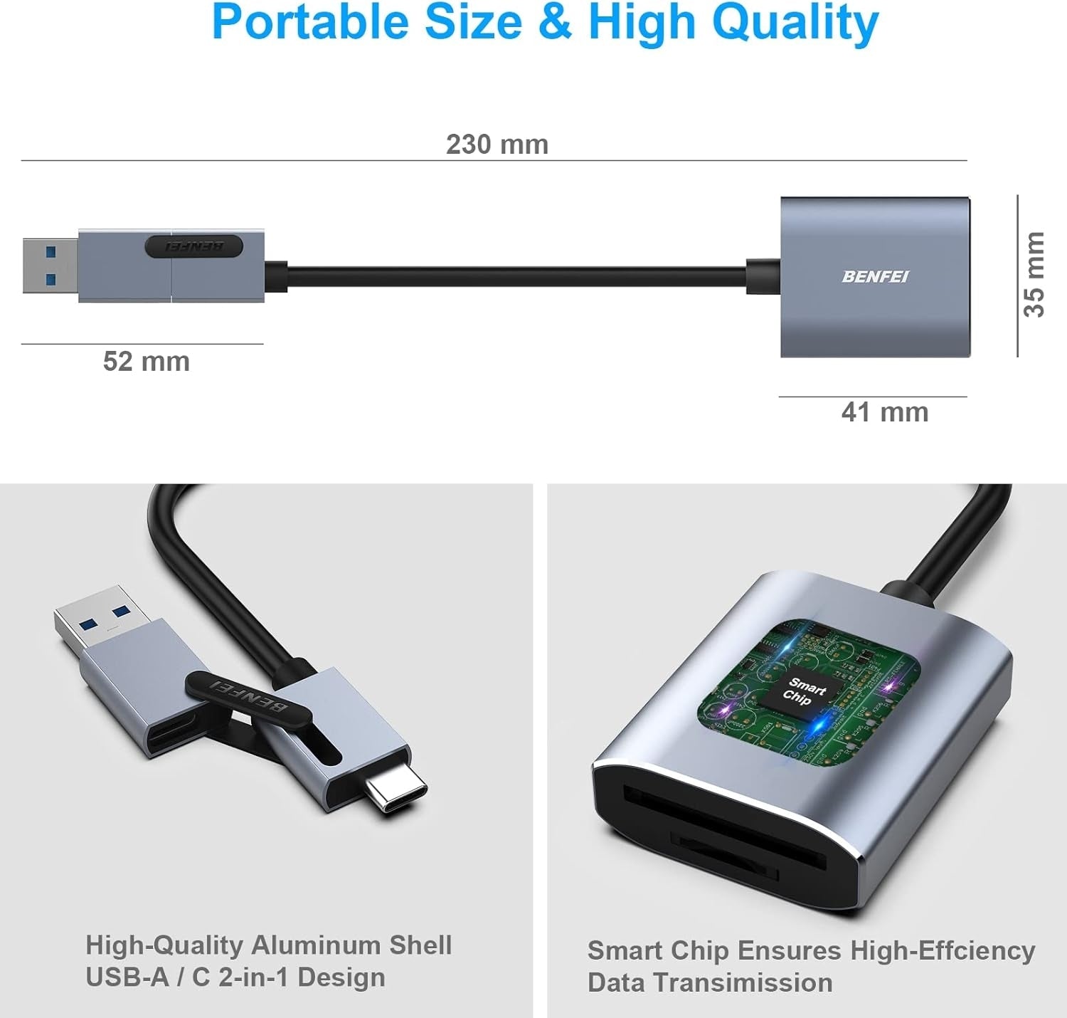 Desktops & Accessories: BENFEI USB Type-C/Type-A to SD TF Card Reader
