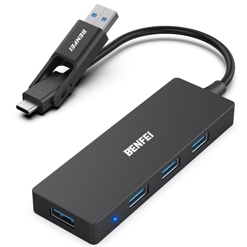 Desktops & Accessories: BENFEI 000291BK 4-Port USB 3.0 Ultra Flat Data Hub, USB C Hub with 4 Ports USB 3.0 Adapter