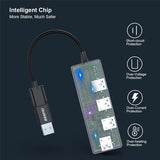 Desktops & Accessories: BENFEI 000291BK 4-Port USB 3.0 Ultra Flat Data Hub, USB C Hub with 4 Ports USB 3.0 Adapter