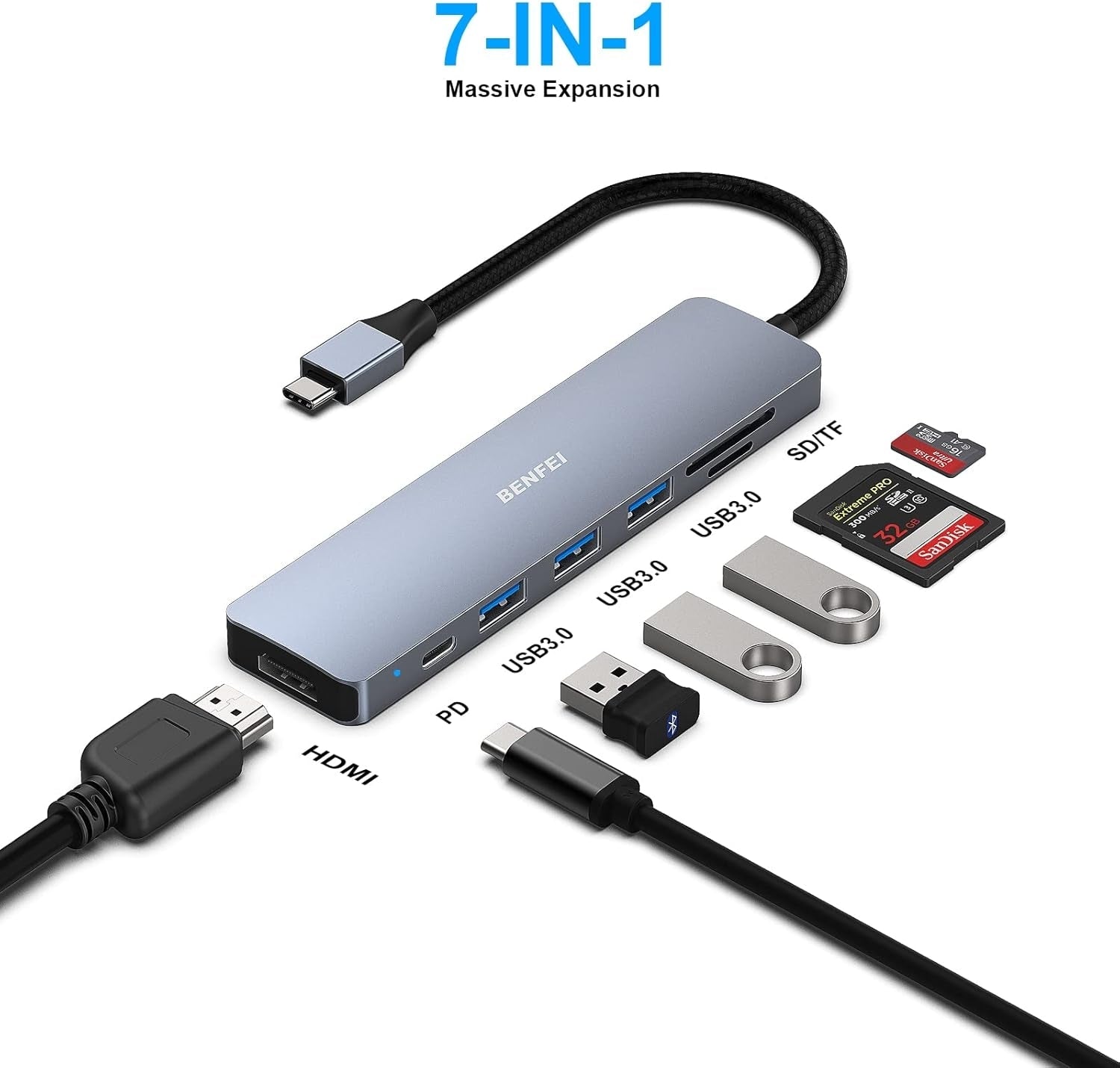 Desktops & Accessories: BENFEI USB C HUB 7-in-1
