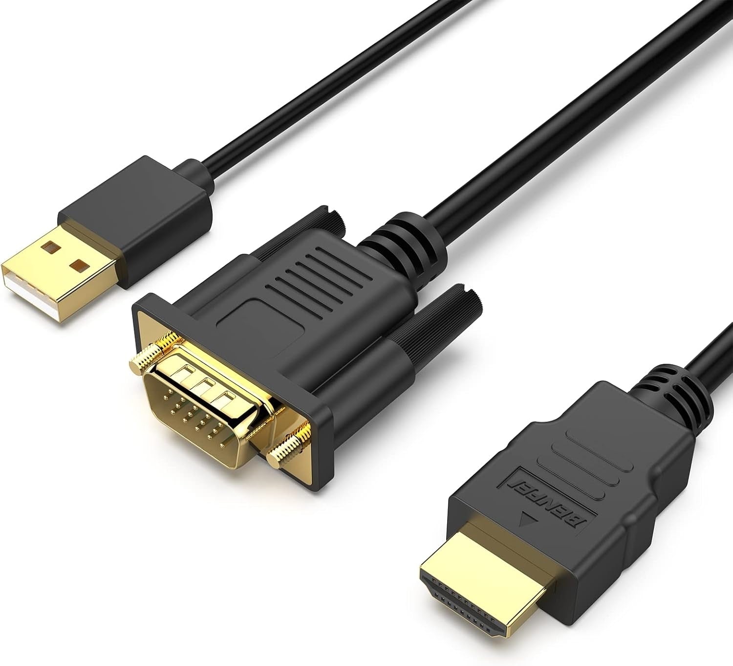Computer Cables & Adapters: BENFEI 324BK VGA to HDMI Cable with Audio, 1080P Uni-Directional 1.8M