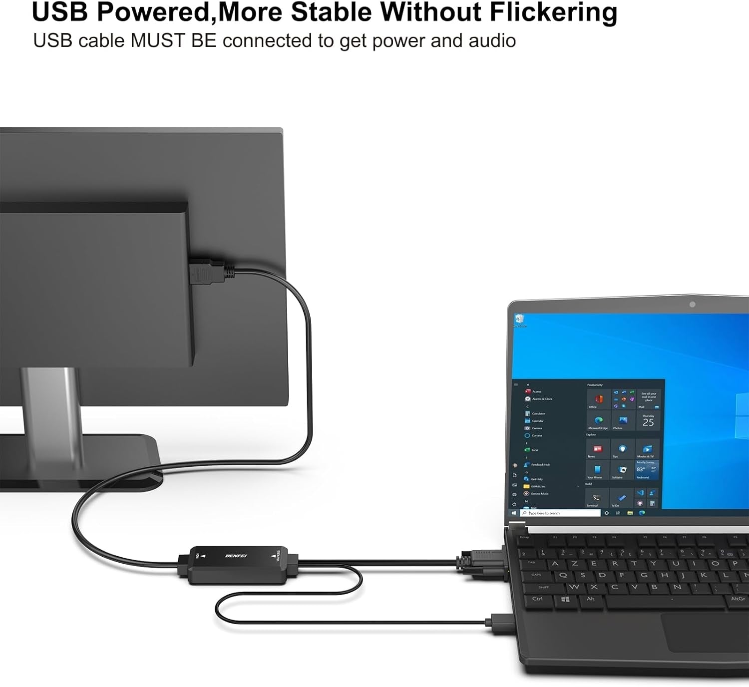 Computer Cables & Adapters: BENFEI 324BK VGA to HDMI Cable with Audio, 1080P Uni-Directional 1.8M