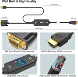 Computer Cables & Adapters: BENFEI 324BK VGA to HDMI Cable with Audio, 1080P Uni-Directional 1.8M