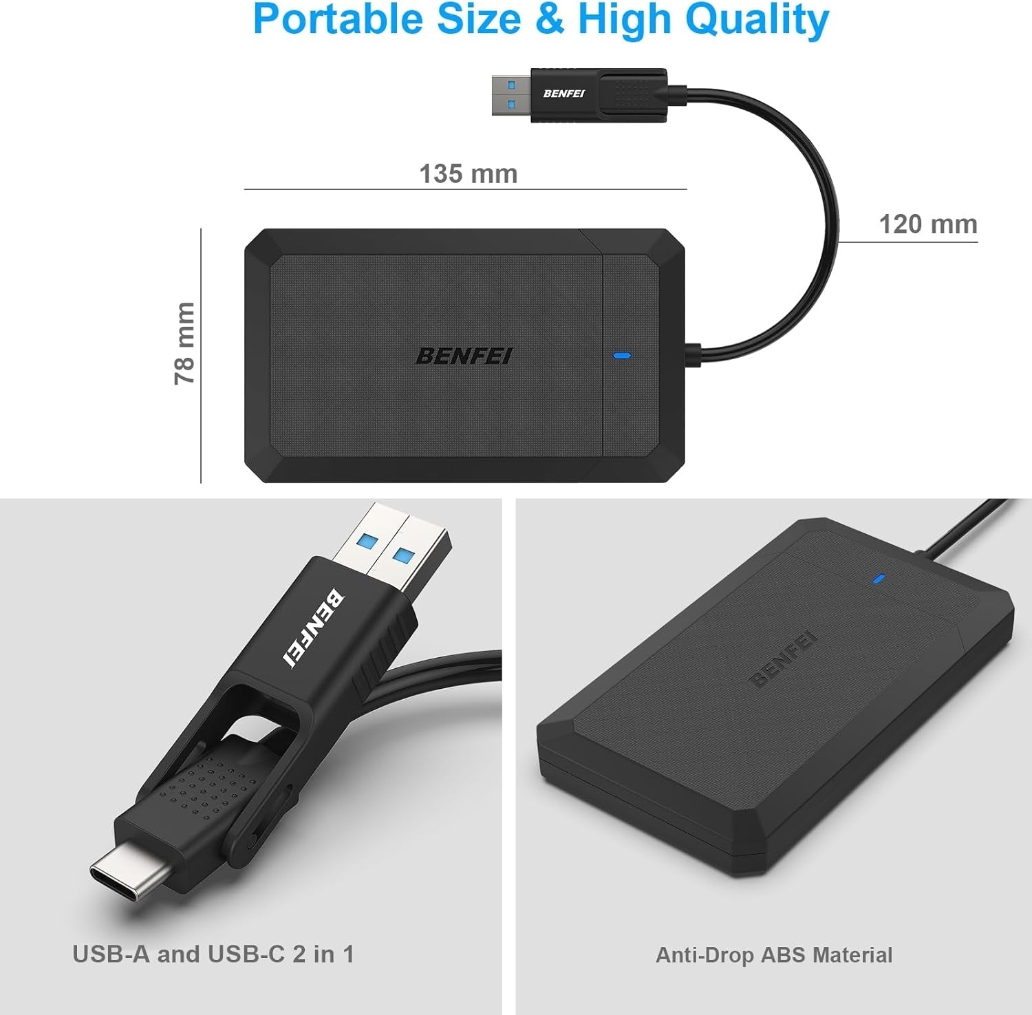 Hard Drives: BENFEI 2.5 Inch SATA to USB Tool Free External Hard Drive Enclosure