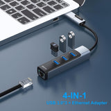 Desktops & Accessories: BENFEI 350GY 2-in-1 USB-C+USB 3.0 to RJ45 Gigabit Ethernet Port + 3-Port USB 3.0 HUB