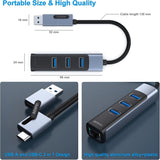 Desktops & Accessories: BENFEI 350GY 2-in-1 USB-C+USB 3.0 to RJ45 Gigabit Ethernet Port + 3-Port USB 3.0 HUB