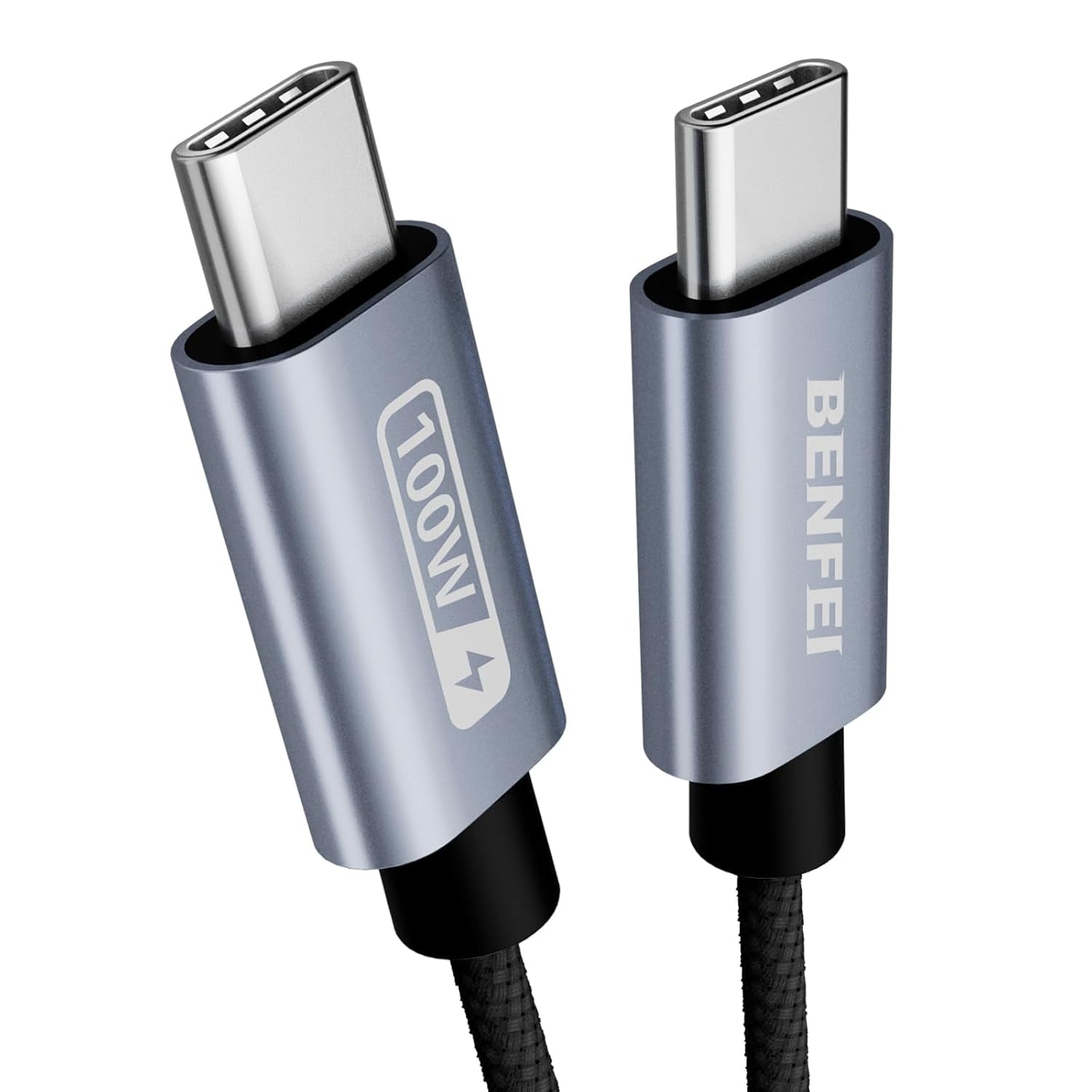 Phone Chargers: BENFEI 351SL-6F 100W USB-C to USB-C Fast Charging Cable Aluminum Shell Tangle-Free Silicone