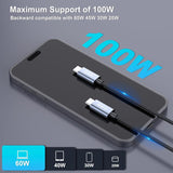 Phone Chargers: BENFEI 351SL-6F 100W USB-C to USB-C Fast Charging Cable Aluminum Shell Tangle-Free Silicone