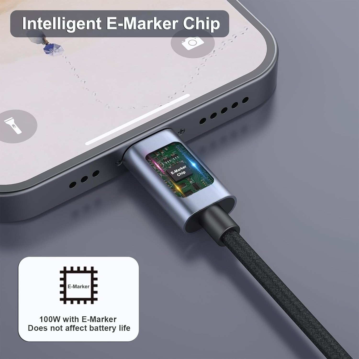 Phone Chargers: BENFEI 351SL-6F 100W USB-C to USB-C Fast Charging Cable Aluminum Shell Tangle-Free Silicone