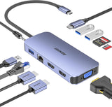 Desktops & Accessories: BENFEI 000359GY  11-in-1 USB C Hub Triple Display Docking Station Dual HDMI, VGA, 3xUSB 3.0, 10Gbps