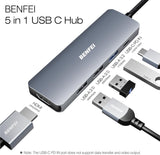 Desktops & Accessories: BENFEI USB C Hub 5-in-1 with 4K HDMI(Certified) Aluminum Case
