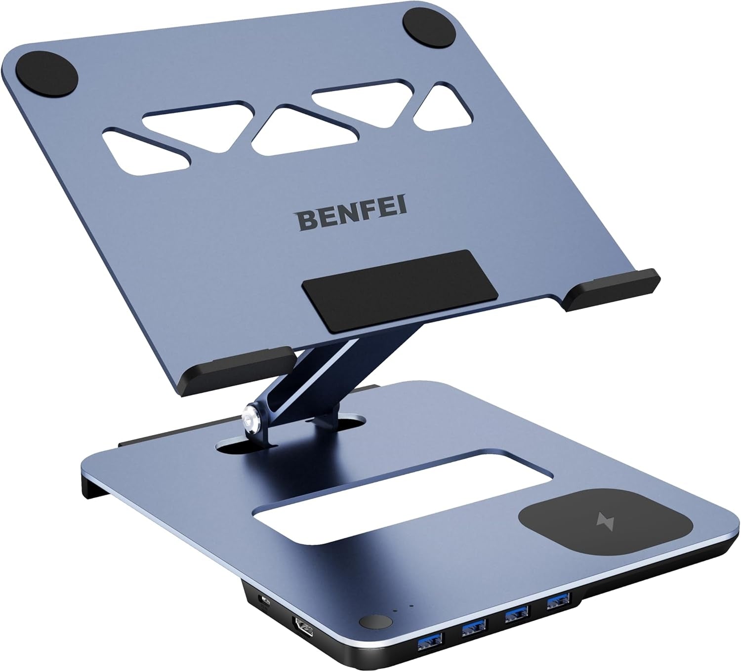 Laptop Stands: BENFEI 000366GY Laptop Stand with USB C Hub, Multi Function With USB and KVM Switch and 15W Wireless Charger