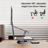 Laptop Stands: BENFEI 000366GY Laptop Stand with USB C Hub, Multi Function With USB and KVM Switch and 15W Wireless Charger