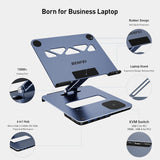 Laptop Stands: BENFEI 000366GY Laptop Stand with USB C Hub, Multi Function With USB and KVM Switch and 15W Wireless Charger