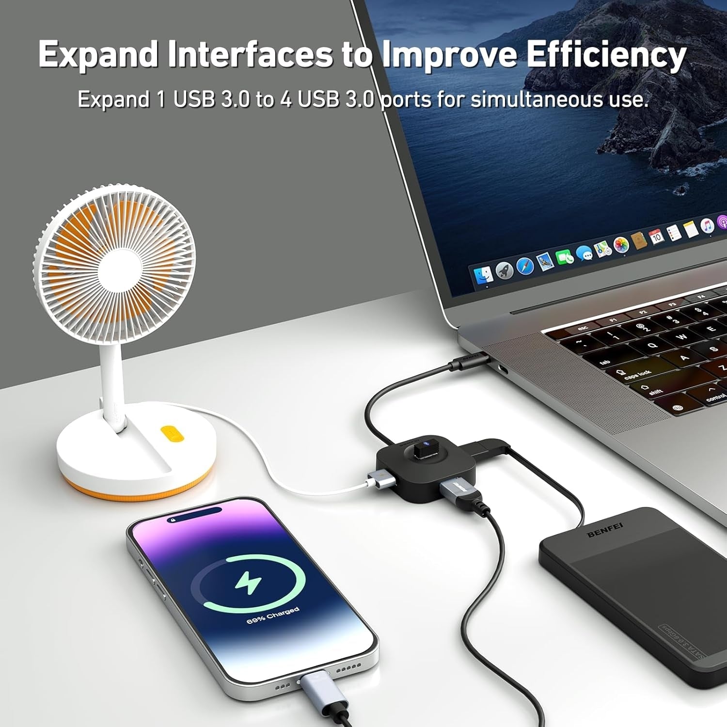 Desktops & Accessories: BENFEI 371BK USB-C 4-port USB 3.0 Hub