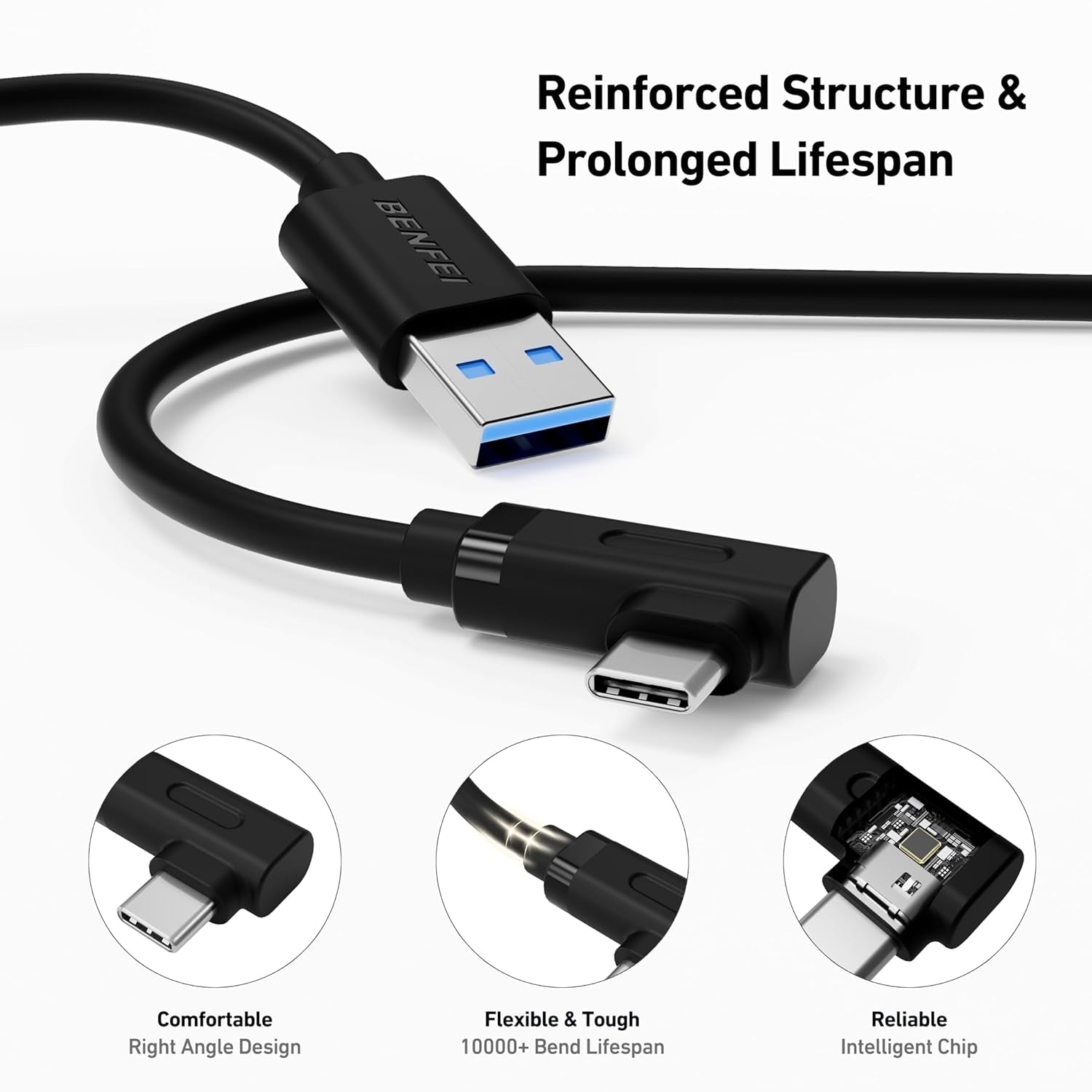 Phone Chargers: BENFEI 375BK-5M Link Cable 16 FT USB 3.0 to USB C Cable for VR Headset 5M