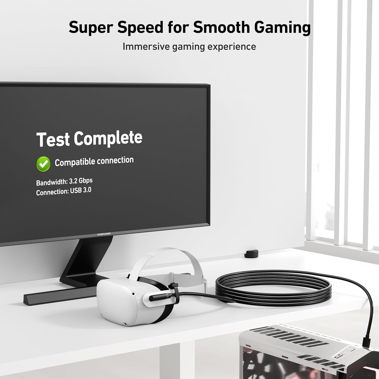 Phone Chargers: BENFEI 375BK-5M Link Cable 16 FT USB 3.0 to USB C Cable for VR Headset 5M