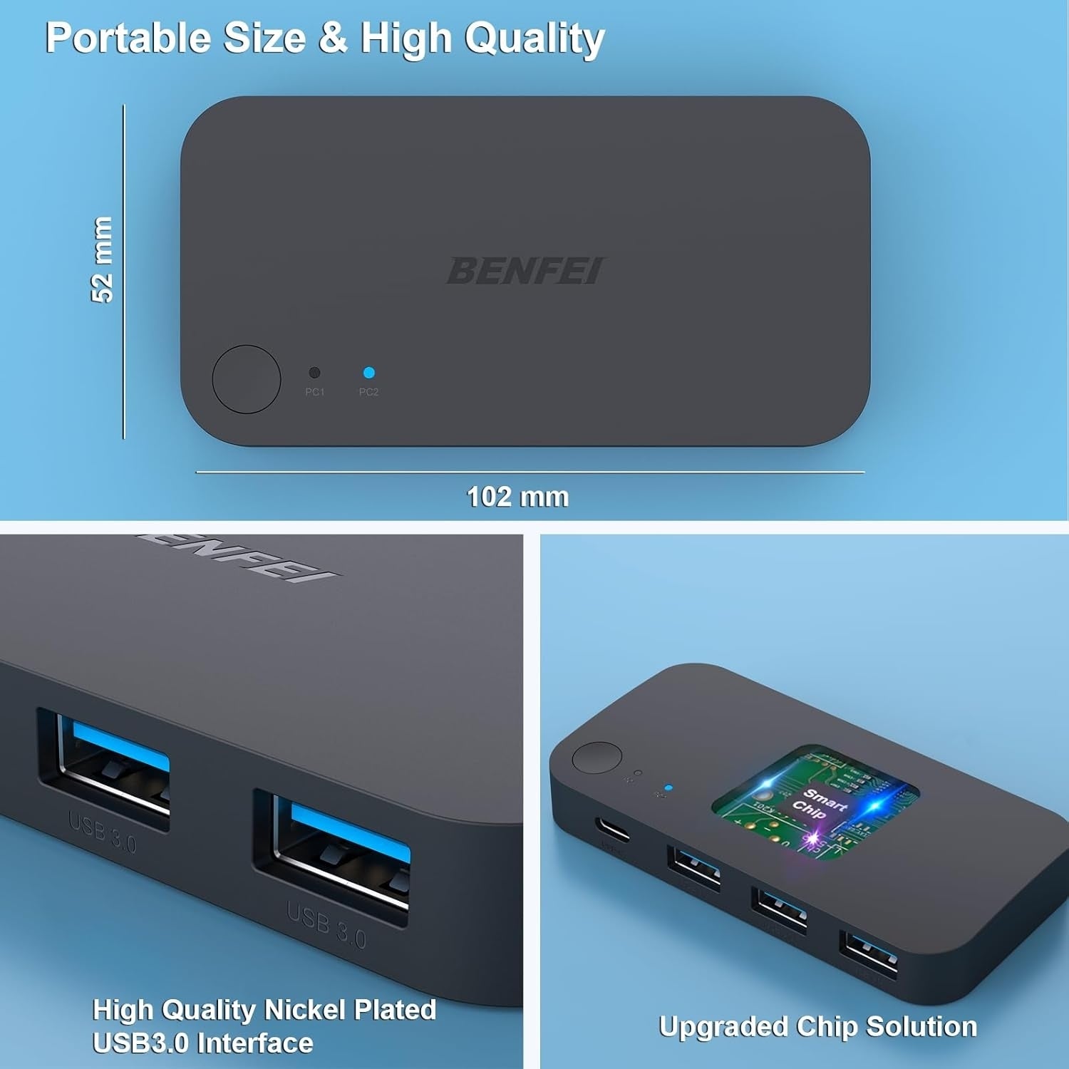 Desktops & Accessories: BENFEI 000376BK USB 3.0 Switch, USB Switcher 2 Computers Share 3xUSB 3.0 and 1xUSB C with Remote