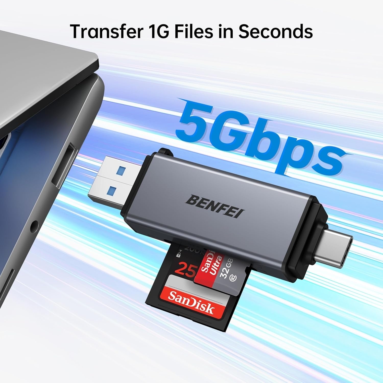 Desktops & Accessories: BENFEI SD Card Reader, USB C to SD Micro SD Card Memory Card  Adapter