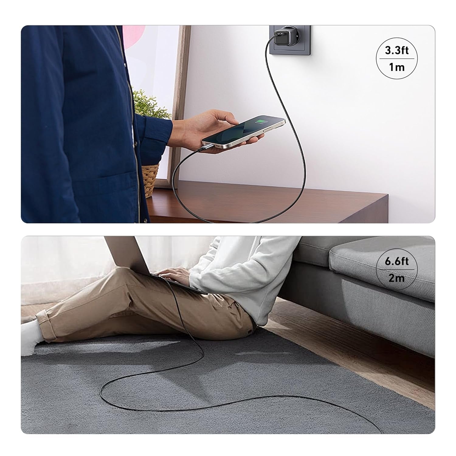 Computer Cables & Adapters: BENFEI 000383GY USB-C to USB-C Cable (4K@120Hz), 100W PD Fast Charging, 10Gbps Data Transfer for I-phone 15/16/17 and Samsung / Google phone 1M