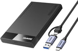 Hard Drives: BENFEI 000385BK 2.5 Inch SATA to USB-A + USB-C Tool Free External Hard Drive Enclosure (6Gbps, Optimized for SSD, Support UASP SATA III)