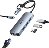 Computer Cables & Adapters: BENFEI 000386GY USB-C + USB 3.0 to Gigabit RJ45 + 3 Port USB 3.0 Hub Compatible with Mac