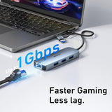 Computer Cables & Adapters: BENFEI 000386GY USB-C + USB 3.0 to Gigabit RJ45 + 3 Port USB 3.0 Hub Compatible with Mac
