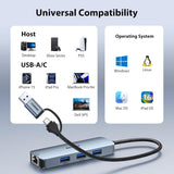 Computer Cables & Adapters: BENFEI 000386GY USB-C + USB 3.0 to Gigabit RJ45 + 3 Port USB 3.0 Hub Compatible with Mac