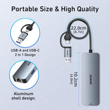 Computer Cables & Adapters: BENFEI 000386GY USB-C + USB 3.0 to Gigabit RJ45 + 3 Port USB 3.0 Hub Compatible with Mac