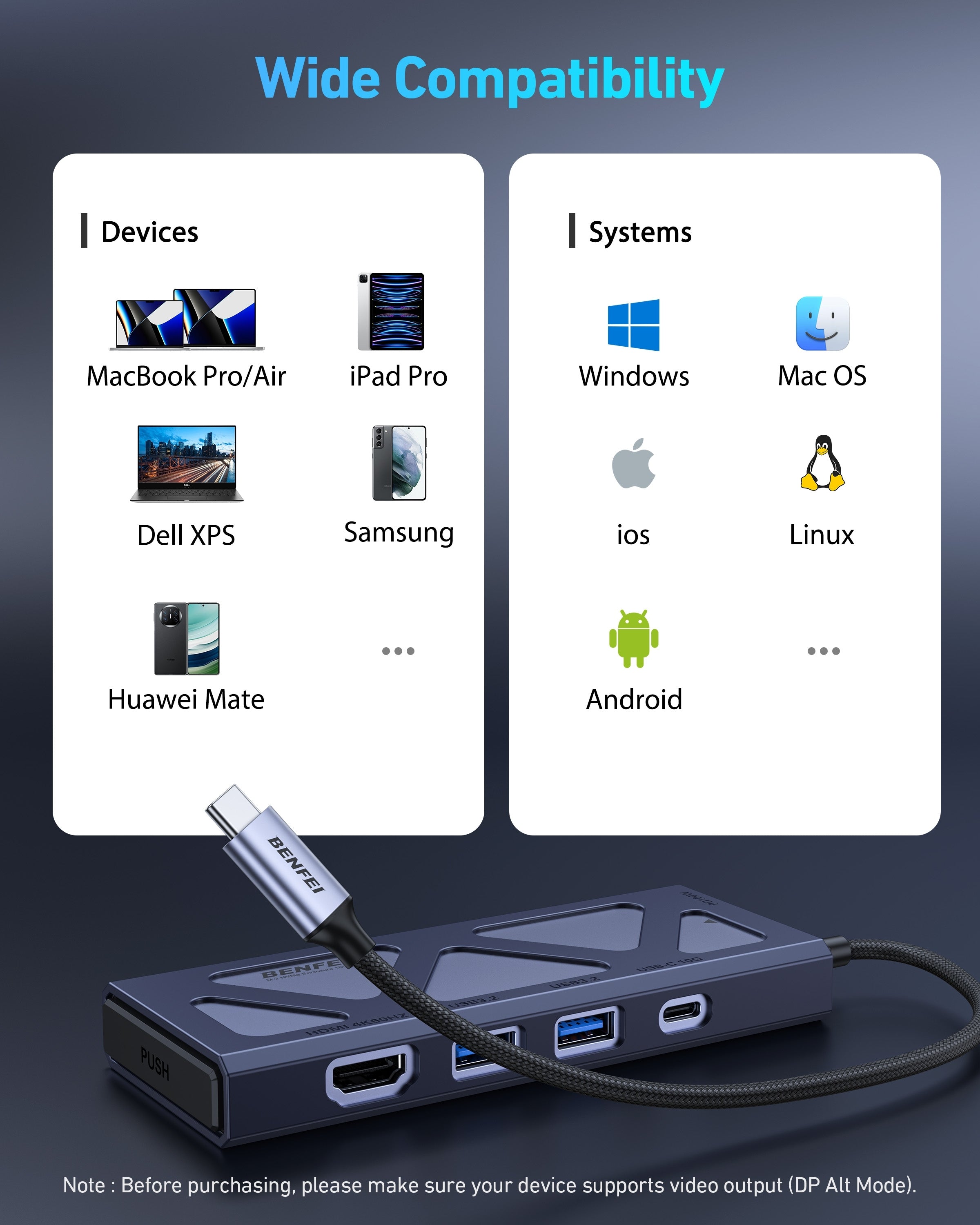 Hard Drives: BENFEI 000389GY M.2 NVMe Enclosure with USB-C Hub
