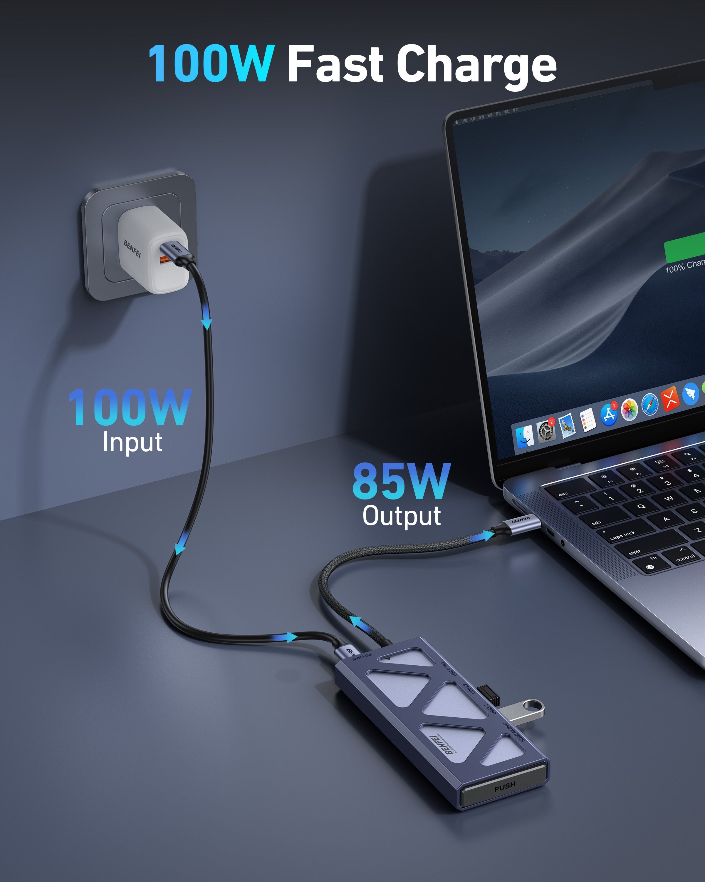 Hard Drives: BENFEI 000389GY M.2 NVMe Enclosure with USB-C Hub