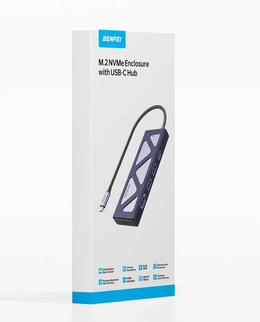 Hard Drives: BENFEI 000389GY M.2 NVMe Enclosure with USB-C Hub