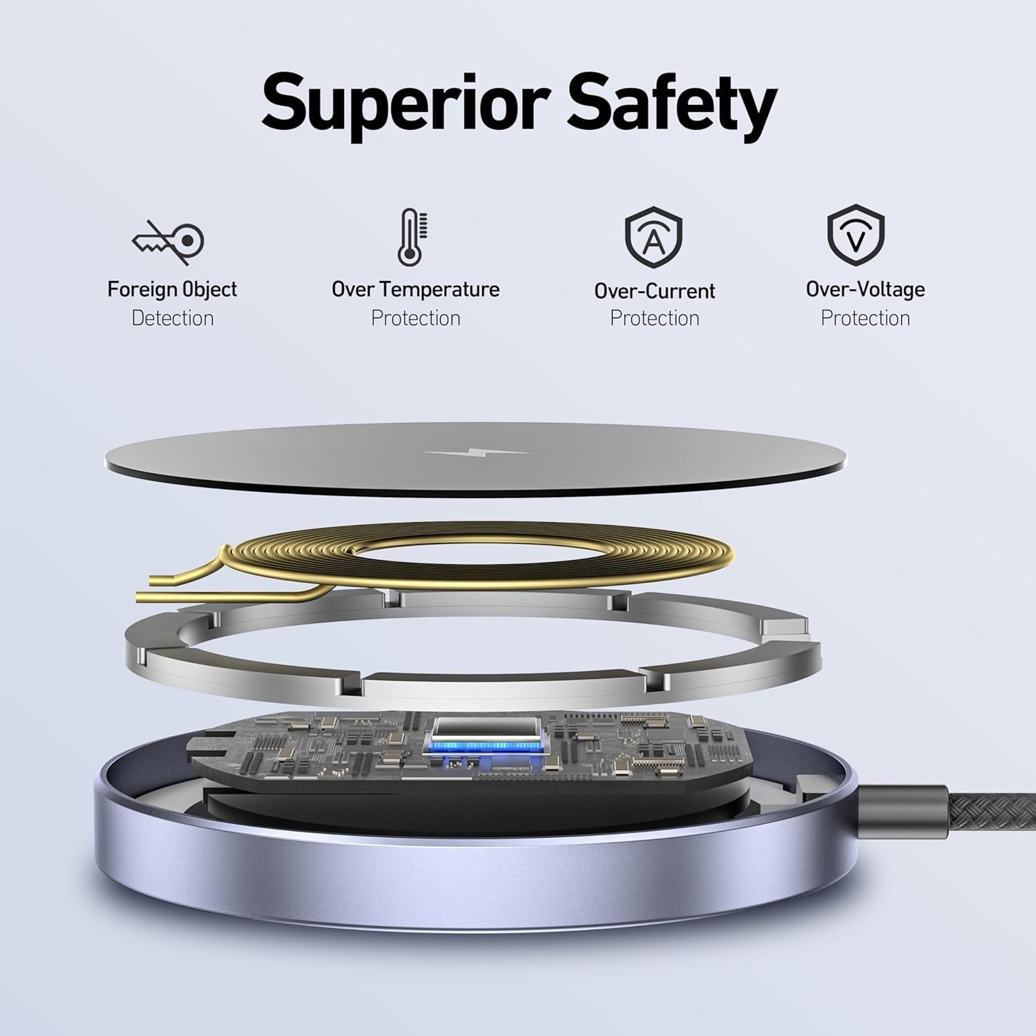 Computer Cables & Adapters: BENFEI 000401GY Magnetic Wireless Charger 15W Compatible with MagSafe Charger