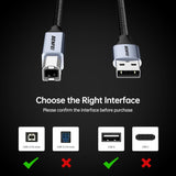Computer Cables & Adapters: BENFEI 000406GY-2M USB Printer Cable, 6.6 FT/2 Meter USB A to USB B Cable