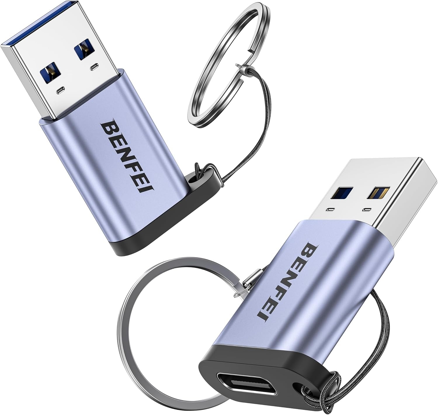 Computer Cables & Adapters: BENFEI 407GY 2-Pack USB Type-A to USB-C Adapter Male to Female Supporting 5V 3A Charging and 10Gbps Data Transmit