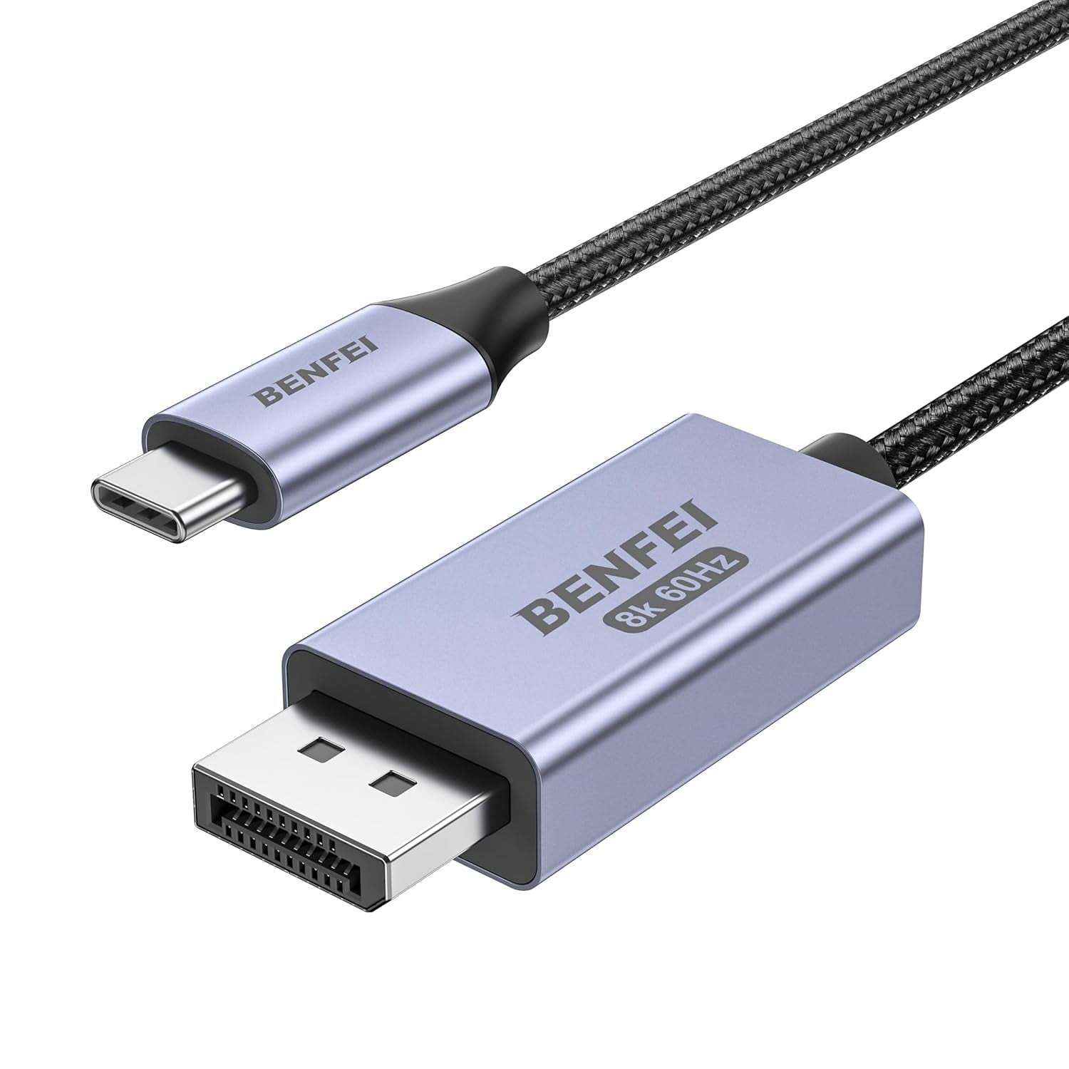 Computer Cables & Adapters: BENFEI 412GY Bidirectional USB-C to DisplayPort V1.4 (Support Thunderbolt 4, 8K@60Hz ) Cable 1.8M
