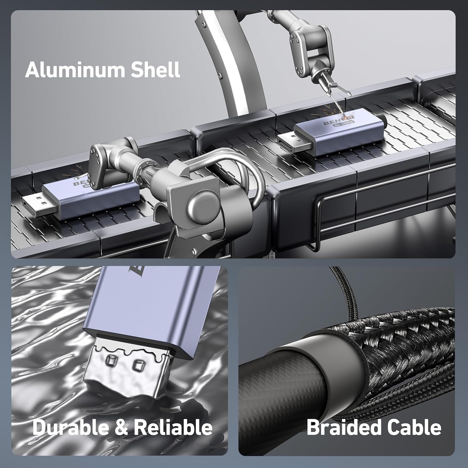 Computer Cables & Adapters: BENFEI 412GY Bidirectional USB-C to DisplayPort V1.4 (Support Thunderbolt 4, 8K@60Hz ) Cable 1.8M