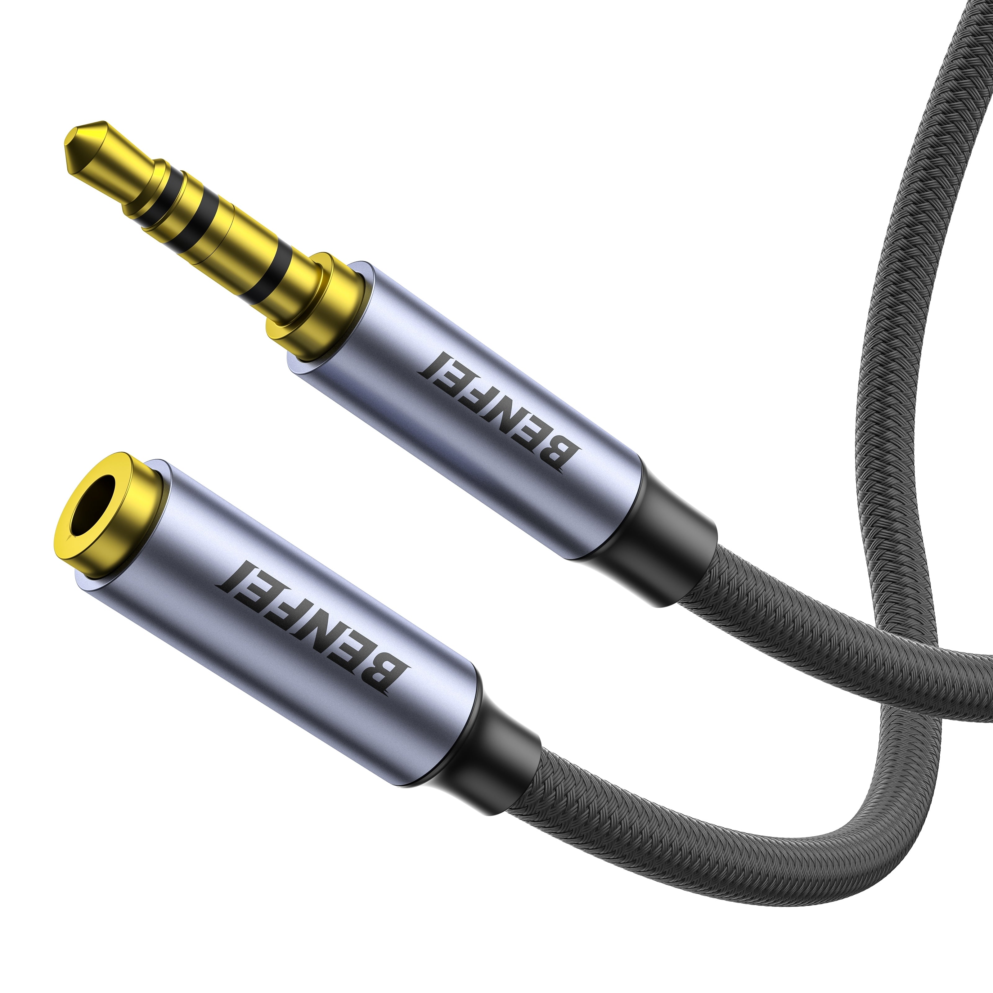 Computer Cables & Adapters: BENFEI 421GY 1M 3.5mm Male to Female AUX Extension Cable, TRRS 4-Pole Stereo Audio Jack Cord for Headphones, Microphone, Smartphones, PC, Laptop, Speakers