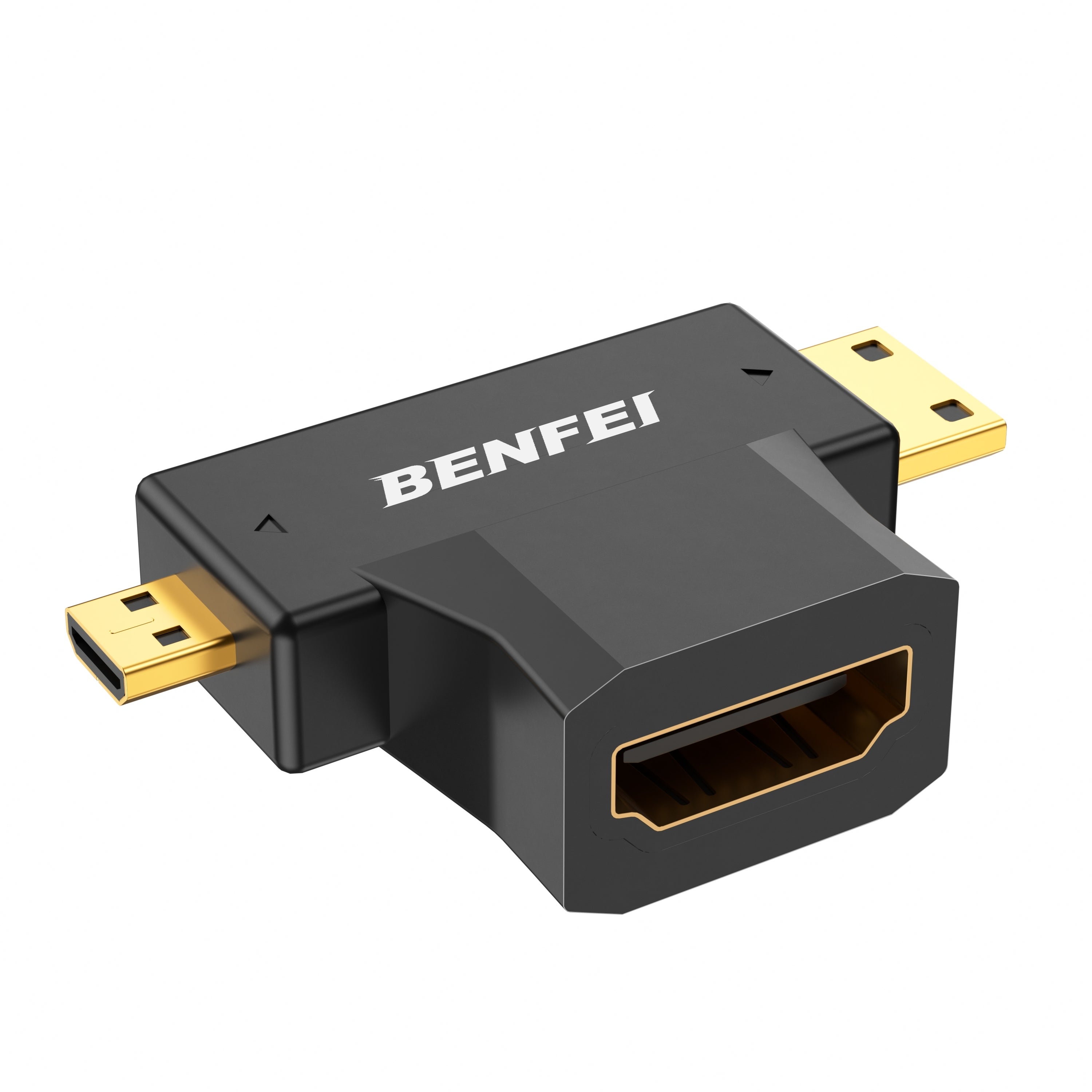 Computer Cables & Adapters: BENFEI 434BK Micro HDMI + Mini HDMI male to HDMI female Adapter