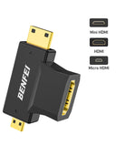 Computer Cables & Adapters: BENFEI 434BK Micro HDMI + Mini HDMI male to HDMI female Adapter