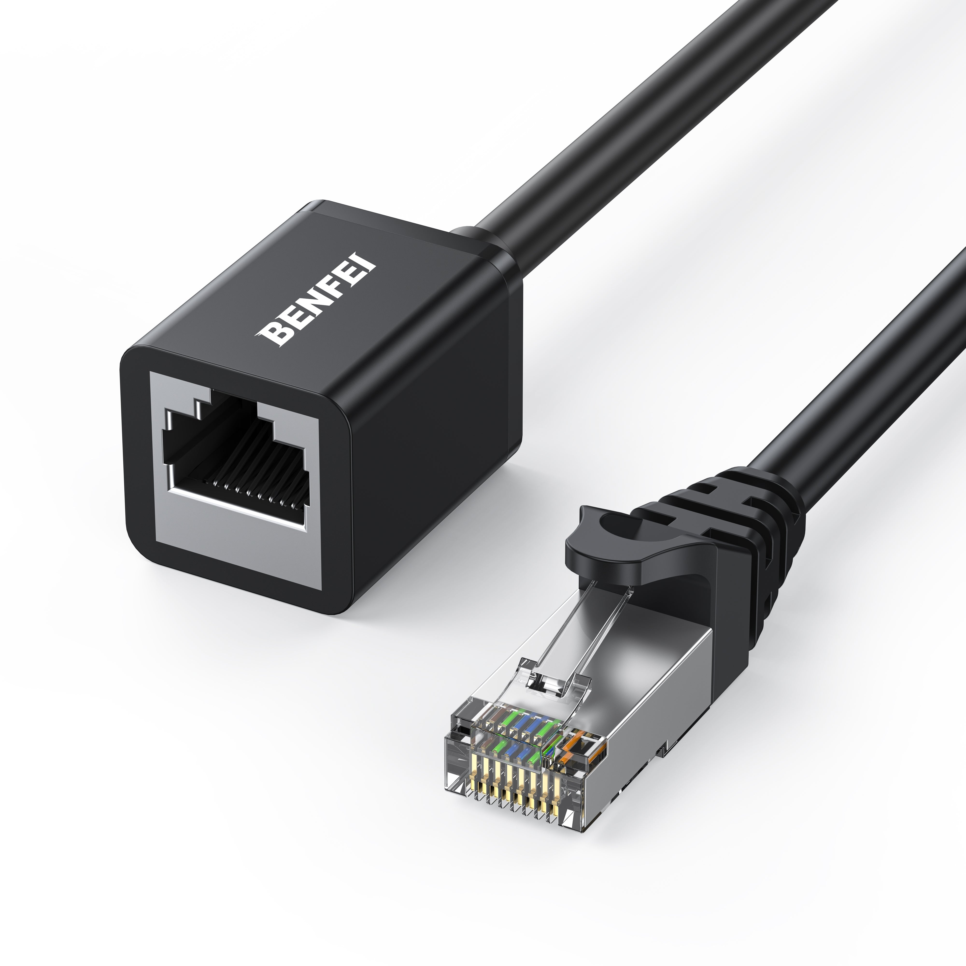Computer Cables & Adapters: BENFEI 435BK-3M RJ45 Extension Male/Female Patch cords Cat6 1000Mbps 3M